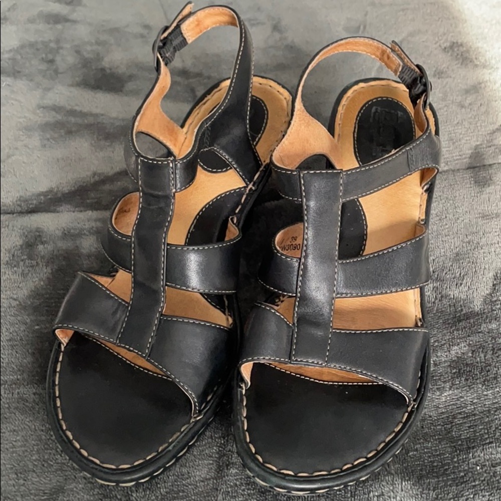 Born Black Wedge Sandals